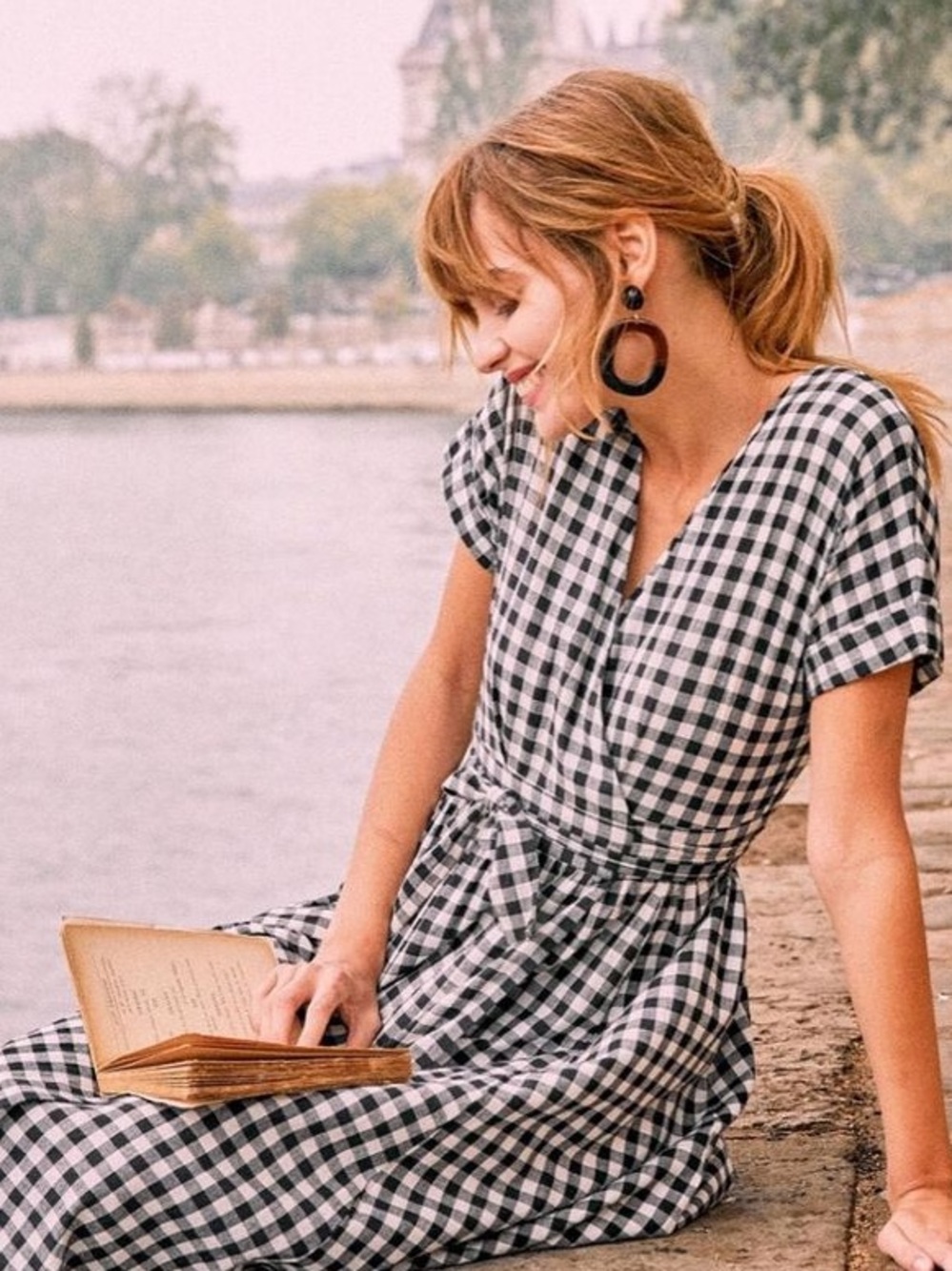 Sezane Marielle Dress - White / Black Gingham - US2 / FR34